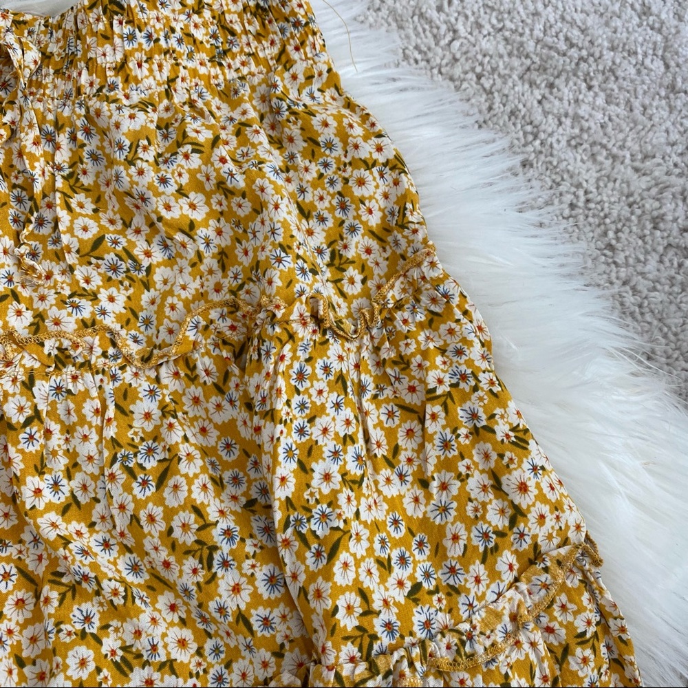 Boho Yellow Ruffled Mini Skirt - Picture 3 of 5